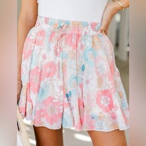Pink Lily Don’t Call It Quits Multi Floral Women’s Skort